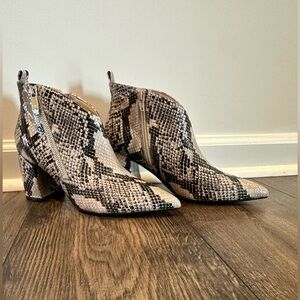Brand new, never worn Marc Fisher snake skin ankle boot size 6.5!